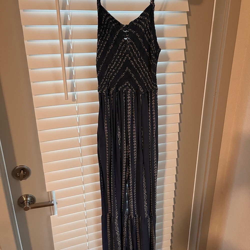 Elegant Navy Blue Patterned Women’s Jumpsuit